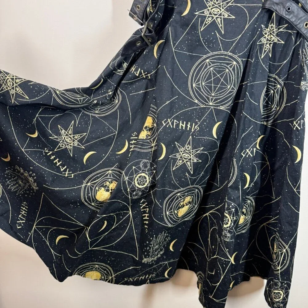 Spin Doctor Hell Bunny Y2K Pentagram Constellations Gothic Black Mini Dress S - Picture 7 of 15